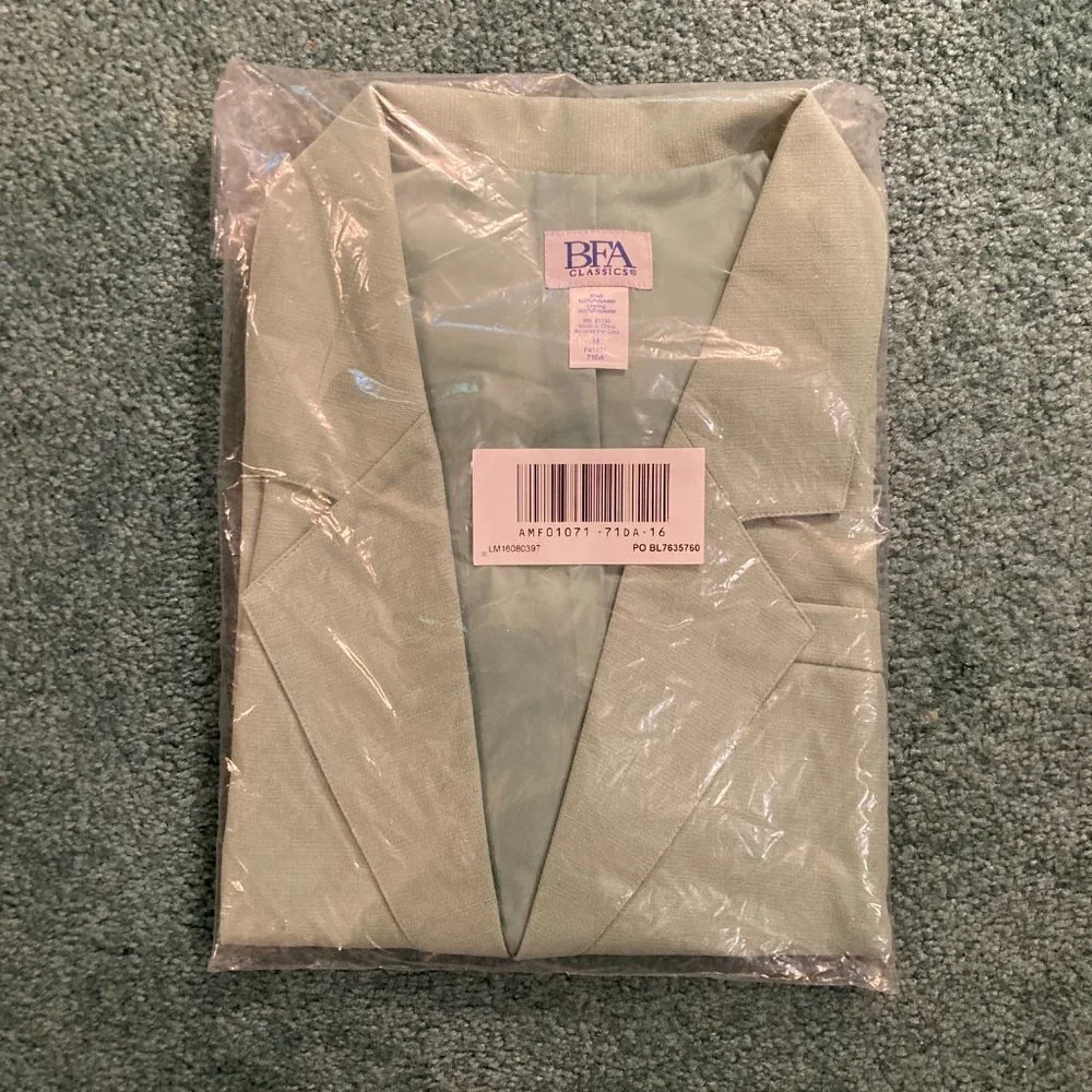 NWT Blair BFA Classics Vintage 90s Blazer Short Sleeve Career Green Size 16